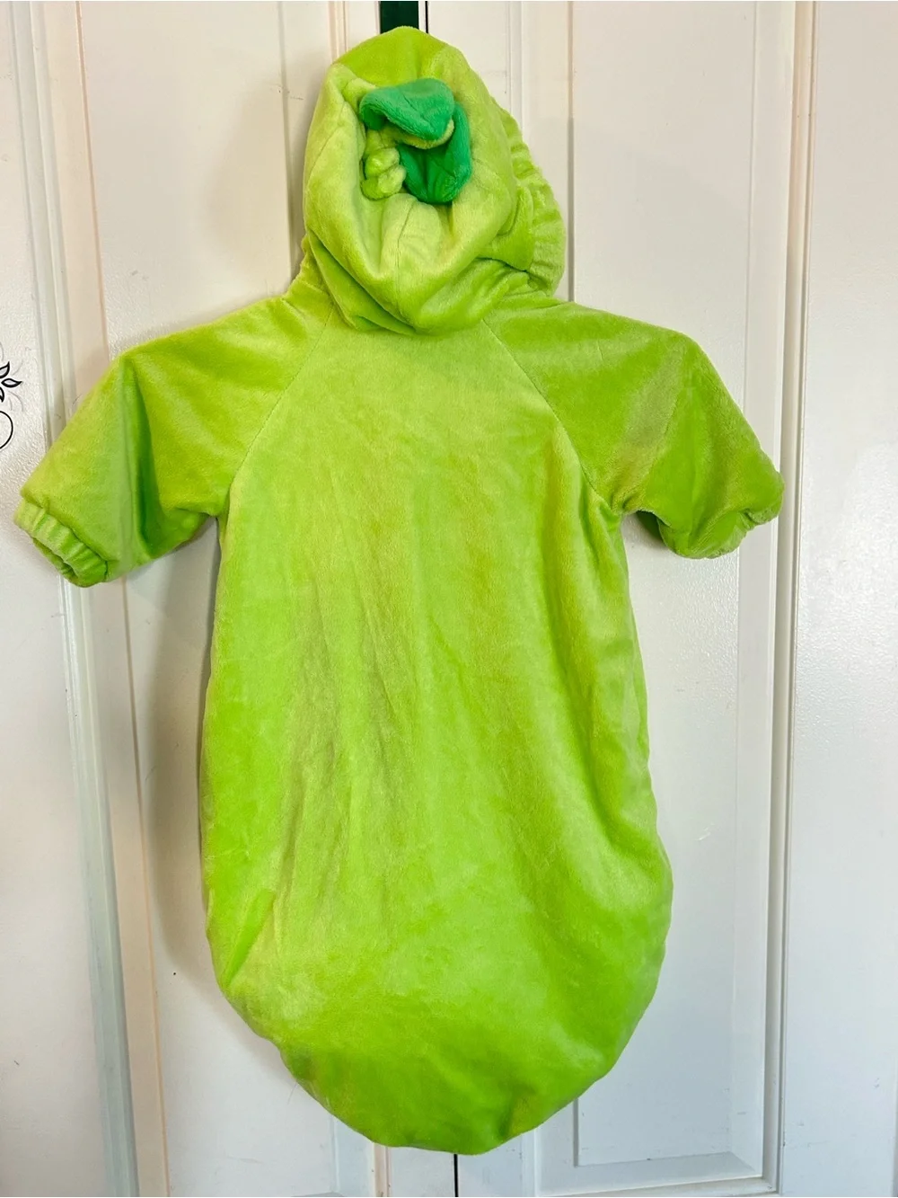 Baby Peapod Costume Size 0-6 Months Zip Fleece Green Hooded Halloween Warm Cute